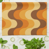 Mid Century Modern 1970s Wavy Stripe Pattern Theedoek (Gevouwen)