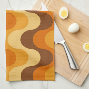 Mid Century Modern 1970s Wavy Stripe Pattern Theedoek