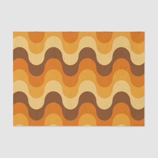 Mid Century Modern 1970s Wavy Stripe Pattern Tissuepapier (Voorkant)