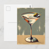 Mid Century Modern 1 Olive Martini schilderij Briefkaart (Voorkant / Achterkant)