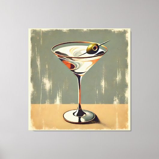 Mid Century Modern 1 Olive Martini schilderij Canvas Afdruk (Voorkant)