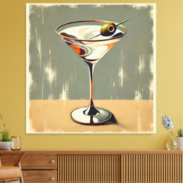 Mid Century Modern 1 Olive Martini schilderij Canvas Afdruk