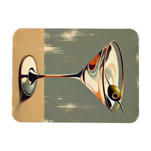 Mid Century Modern 1 Olive Martini schilderij Magneet (Horizontaal)