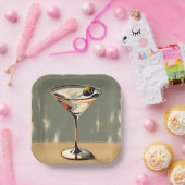 Mid Century Modern 1 Olive Martini schilderij Papieren Bordje (Feest)
