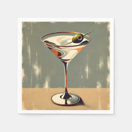 Mid Century Modern 1 Olive Martini schilderij Servet