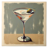 Mid Century Modern 1 Olive Martini schilderij Tegeltje (Voorkant)