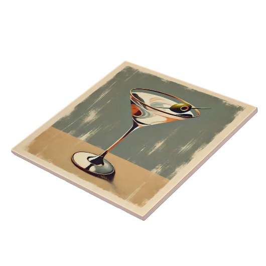 Mid Century Modern 1 Olive Martini schilderij Tegeltje (Zijkant)