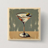 Mid Century Modern 1 Olive Martini schilderij Vierkante Button 5,1 Cm (Voorkant)