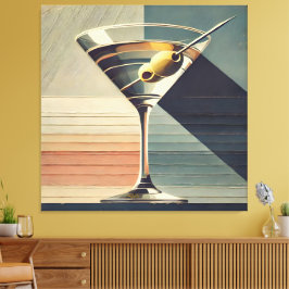 Mid Century Modern 2 Olive Martini Cocktail Hour Canvas Afdruk