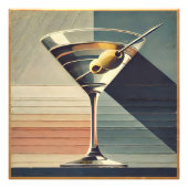 Mid Century Modern 2 Olive Martini Cocktail Hour Foto Afdruk (Voorkant)