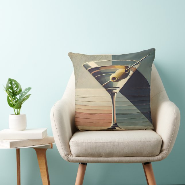Mid Century Modern 2 Olive Martini Cocktail Hour Kussen (Stoel)