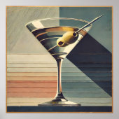 Mid Century Modern 2 Olive Martini Cocktail Hour Poster (Voorkant)