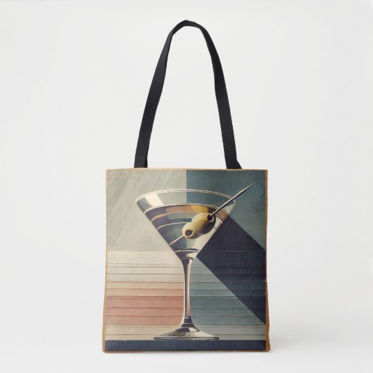 Mid Century Modern 2 Olive Martini Cocktail Hour Tote Bag (Voorkant)