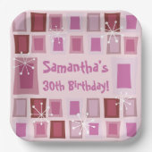 Mid Century Modern 30th Birthday Roze Papieren Bordje (Voorkant)