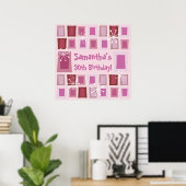 Mid Century Modern 30th Birthday Roze Poster (Thuiskantoor)
