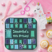 Mid Century Modern 40th Birthday Blauwgroen Papieren Bordje (Feest)