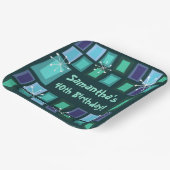 Mid Century Modern 40th Birthday Blauwgroen Papieren Bordje (Gebogen)