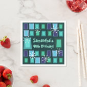 Mid Century Modern 40th Birthday Blauwgroen Servet (Insitu)