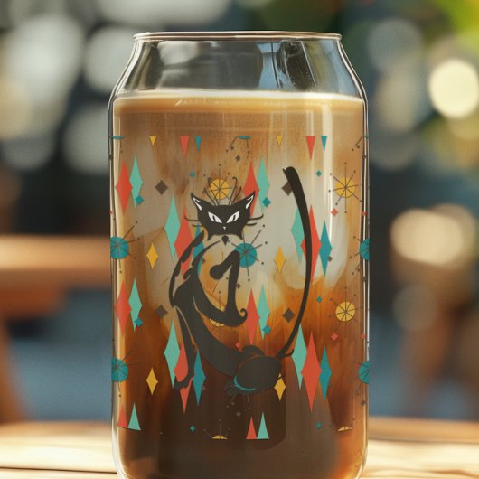 Mid Century Modern 50s Black Cool Cat Blikvorm Glas