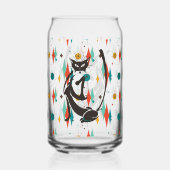 Mid Century Modern 50s Black Cool Cat Blikvorm Glas (Voorkant)