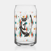 Mid Century Modern 50s Black Cool Cat Blikvorm Glas (Achterkant)