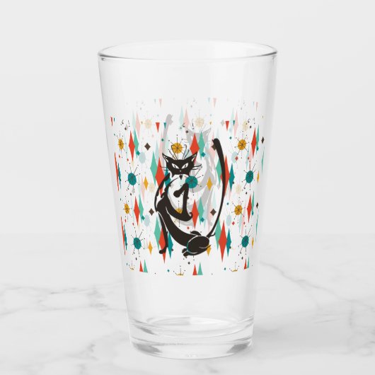 Mid Century Modern 50s Black Cool Cat Glas (Voorkant)