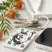 Mid Century Modern 50s Black Cool Cat Sleutelhanger (Voorkant Rechts)