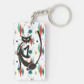 Mid Century Modern 50s Black Cool Cat Sleutelhanger (achterkant)