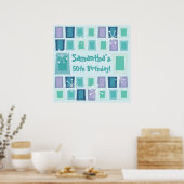 Mid Century Modern 50th Birthday Aquamarine Poster (Keuken)