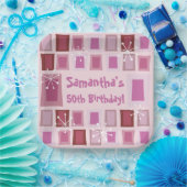 Mid Century Modern 50th Birthday Roze Papieren Bordje (Feest)