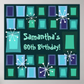 Mid Century Modern 60th Birthday Blauwgroen Poster (Voorkant)