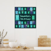 Mid Century Modern 70th Birthday Blauwgroen Poster (Keuken)