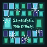 Mid Century Modern 70th Birthday Blauwgroen Poster<br><div class="desc">Pas het mideeuwse ontwerp aan op deze leuke en kleurrijke verjaardagspartijbenodigdheden door een douanenaam toe te voegen. Zelfs de leeftijd kan veranderd worden!</div>