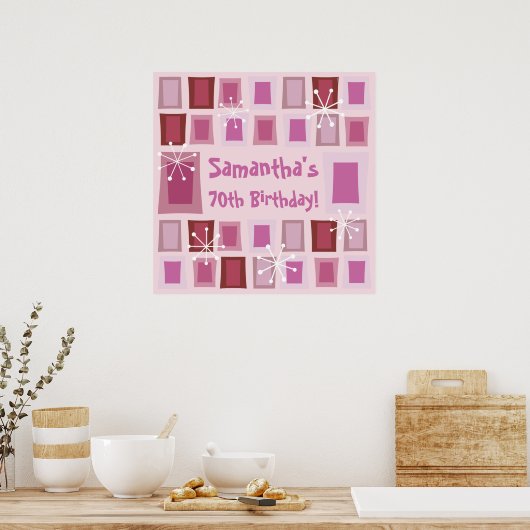 Mid Century Modern 70th Birthday Roze Poster (Keuken)