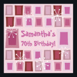 Mid Century Modern 70th Birthday Roze Poster<br><div class="desc">Pas het mideeuwse ontwerp aan op deze leuke en kleurrijke verjaardagspartijbenodigdheden door een douanenaam toe te voegen. Zelfs de leeftijd kan veranderd worden!</div>