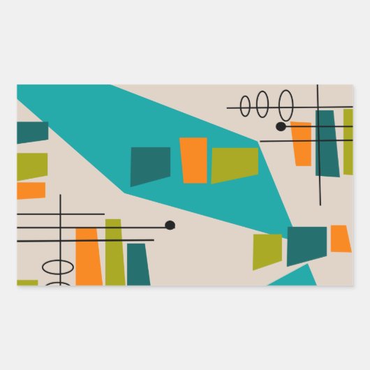 Mid-Century Modern Abstract #55 Rechthoekige Sticker (Voorkant)