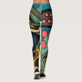 'Mid-Century Modern Abstract Aquatic' schilderij o Leggings (Achterkant)