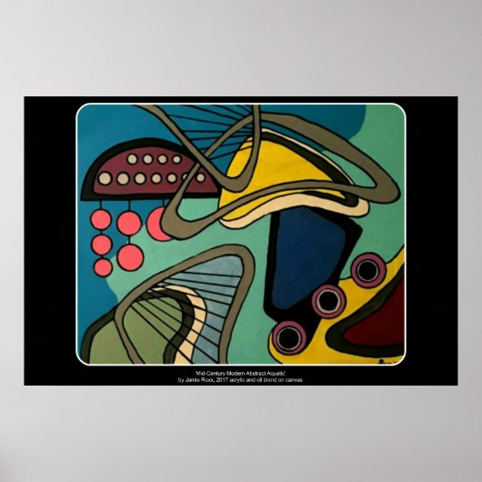 'Mid-Century Modern Abstract Aquatic' schilderij o Poster (Voorkant)