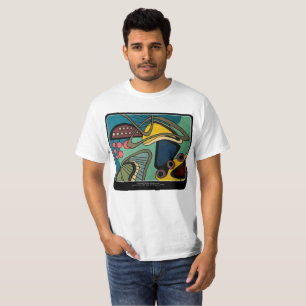 'Mid-Century Modern Abstract Aquatic' schilderij o T-shirt