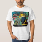 'Mid-Century Modern Abstract Aquatic' schilderij o T-shirt (Voorkant)