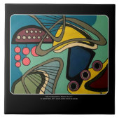 'Mid-Century Modern Abstract Aquatic' schilderij o Tegeltje (Voorkant)