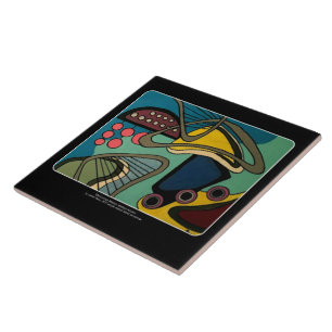 'Mid-Century Modern Abstract Aquatic' schilderij o Tegeltje