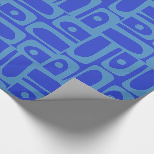 Mid Century Modern Abstract Blauw Piquet Patroon Cadeaupapier (Hoek)