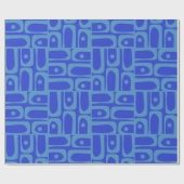 Mid Century Modern Abstract Blauw Piquet Patroon Cadeaupapier (Vlak)
