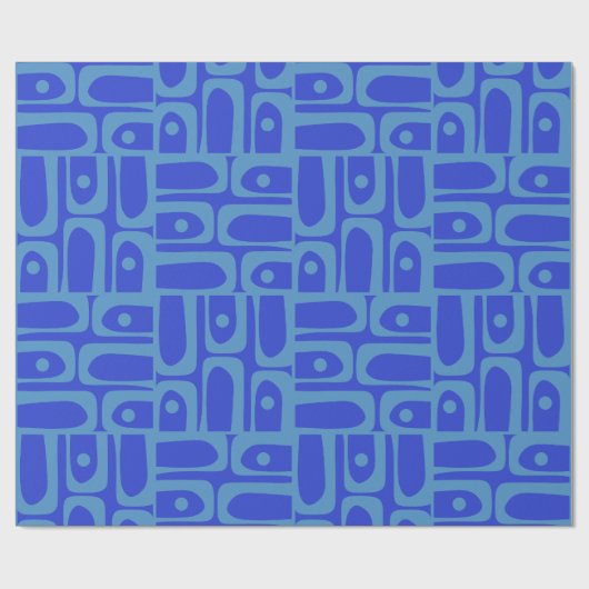 Mid Century Modern Abstract Blauw Piquet Patroon Cadeaupapier (Vlak)