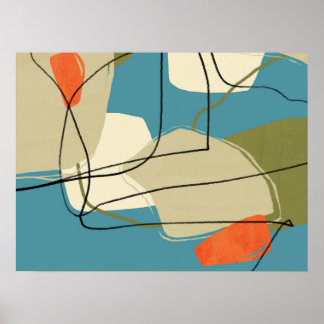 Mid Century Modern Abstract Blue en Beige uit de j Poster