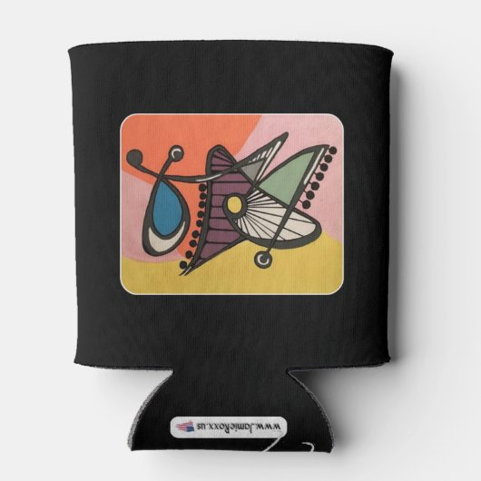 'Mid-Century Modern Abstract, Butterfly' schilderi Blikjeskoeler (Achterkant)