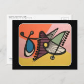 'Mid-Century Modern Abstract, Butterfly' schilderi Briefkaart (Voorkant / Achterkant)