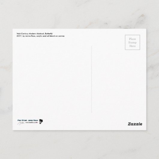 'Mid-Century Modern Abstract, Butterfly' schilderi Briefkaart (Achterkant)