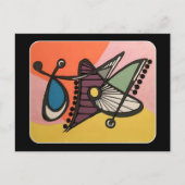 'Mid-Century Modern Abstract, Butterfly' schilderi Briefkaart (Voorkant)
